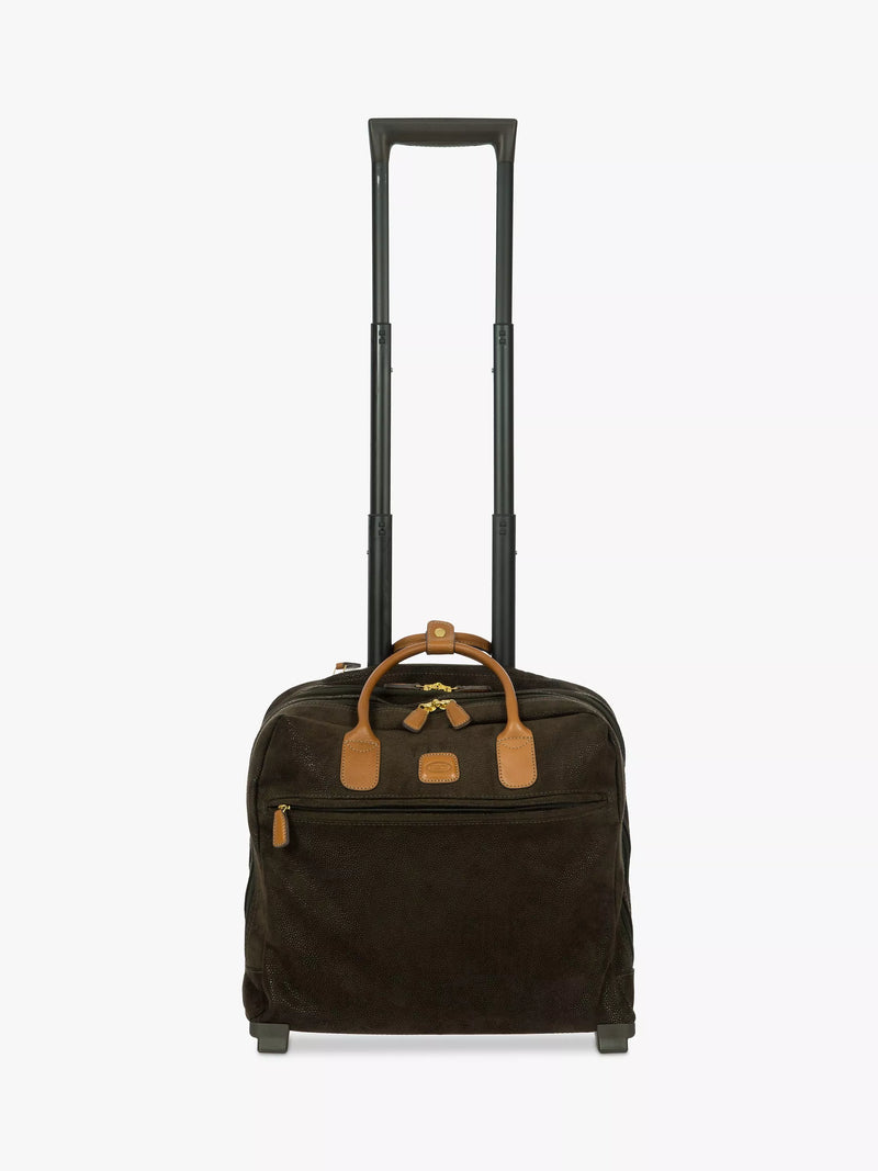 Bric's Life carry-on trolley laptop bag in green olive (British brand)