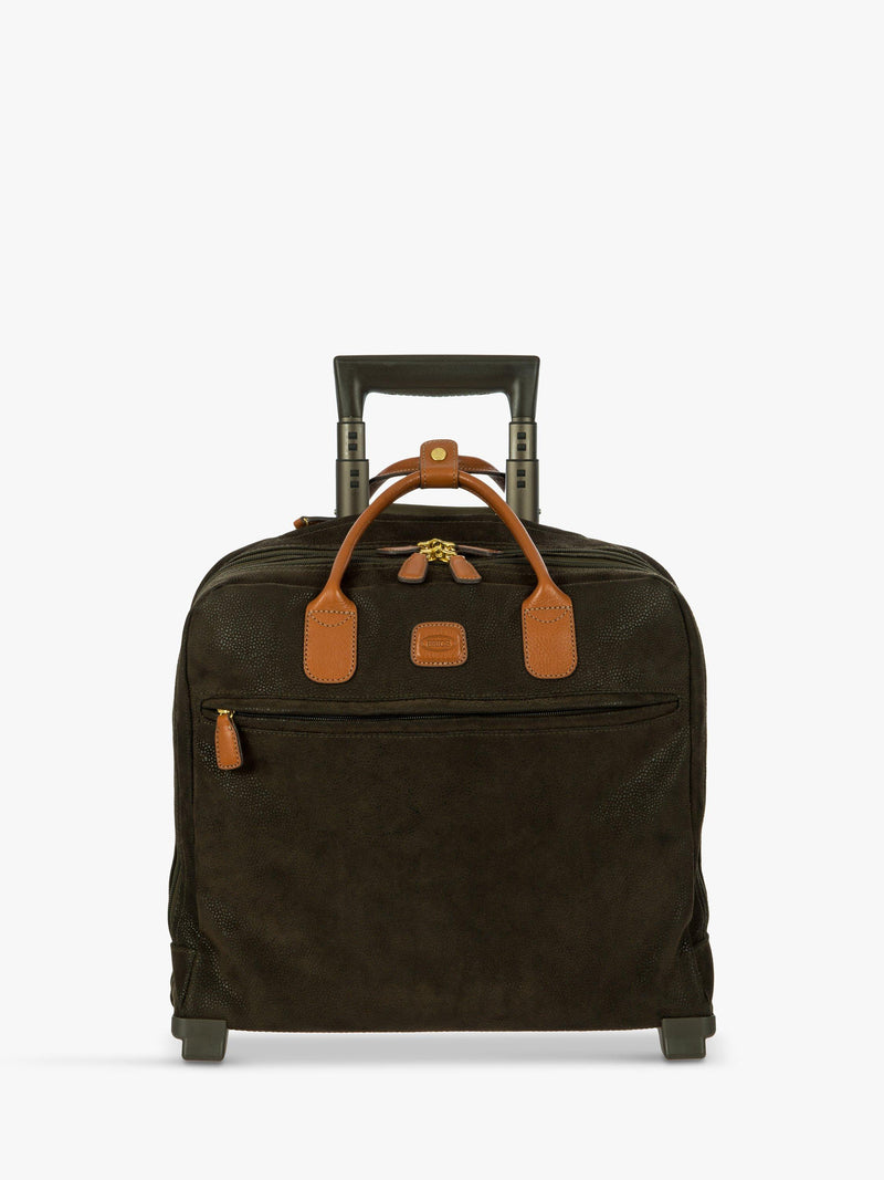 Bric's Life carry-on trolley laptop bag in green olive (British brand)