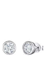 John Lewis Jools by Jenny Brown 6mm Cubic Zirconia Rub Over Stud Earrings, Silver- Buy online at McGrocer