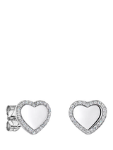 John Lewis Jools by Jenny Brown Cubic Zirconia Trim Heart Stud Earrings, Silver- Buy online at McGrocer