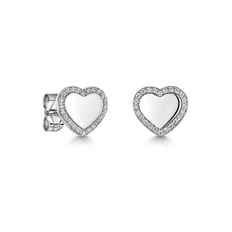 Jools heart stud earrings silver cubic zirconia - British product