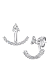 John Lewis Jools by Jenny Brown Sterling Silver & Cubic Zirconia Curved Fan Drop Earrings- Buy online at McGrocer