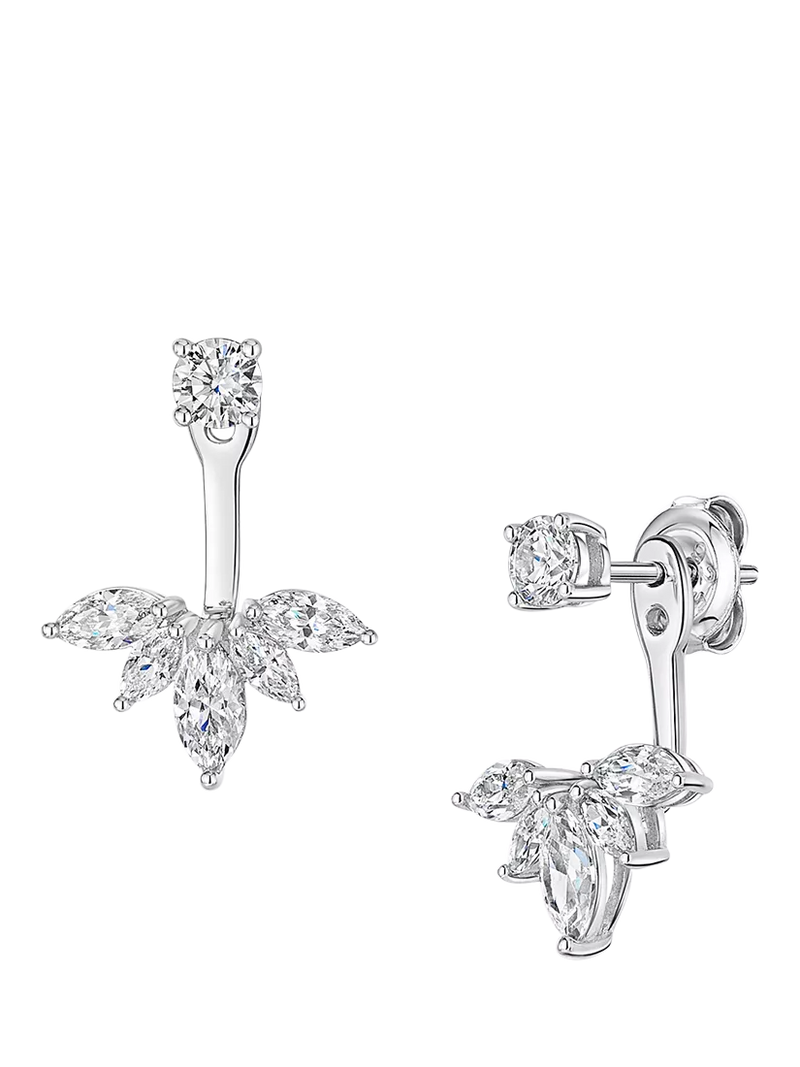 Jools by Jenny Brown sterling silver lotus earrings cubic zirconia, UK version