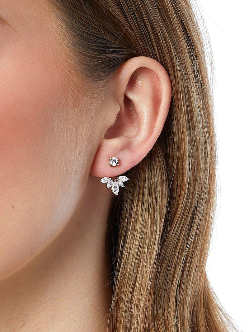 Jools by Jenny Brown sterling silver lotus earrings cubic zirconia, UK version
