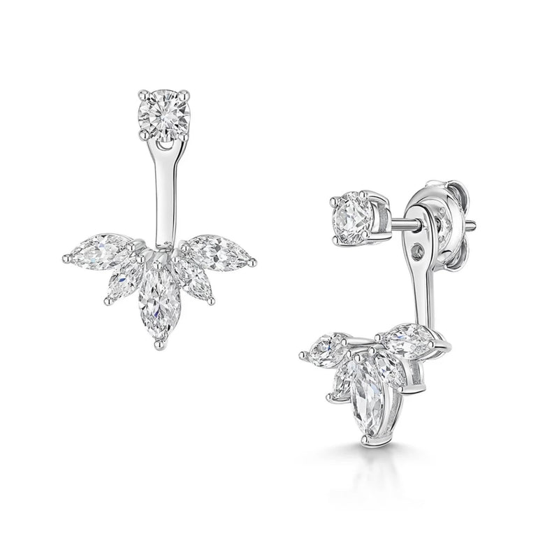 Jools by Jenny Brown sterling silver lotus earrings cubic zirconia, UK version
