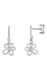John Lewis Jools by Jenny Brown Sterling Silver Cubic Zirconia Small Flower Drop Earrings- Buy online at McGrocer