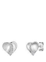 John Lewis Jools by Jenny Brown Textured Heart Cubic Zirconia Stud Earrings- Buy online at McGrocer