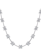 John Lewis Jools by Jenny Brown Square Cubic Zirconia Bar Collar Necklace, Silver, 39cm- Buy online at McGrocer