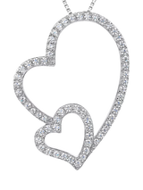 John Lewis Jools by Jenny Brown Cubic Zirconia Double Heart Pendant Necklace, Silver- Buy online at McGrocer