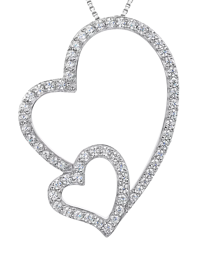 Jools double heart pendant necklace cubic zirconia 34mm (British brand)