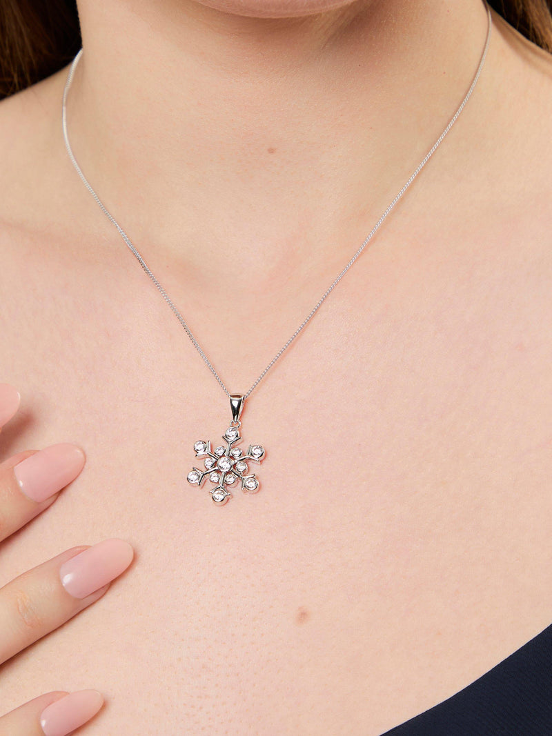 Jools Jenny Brown snowflake pendant cubic zirconia silver, imported from the UK