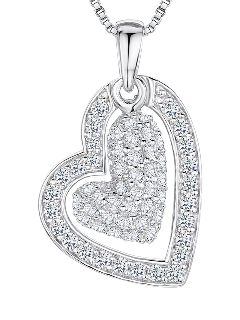 Jools by Jenny Brown Cubic Zirconia Jigsaw Hearts Pendant Necklace