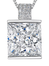 John Lewis Jools by Jenny Brown Large Cubic Zirconia Square Pendant Necklace, Silver- Buy online at McGrocer
