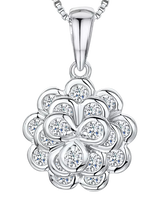 John Lewis Jools by Jenny Brown Cubic Zirconia Layered Flower Pendant Necklace, Silver- Buy online at McGrocer