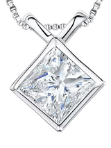 John Lewis Jools by Jenny Brown Cubic Zirconia Sterling Silver Off Set Square Pendant, Silver- Buy online at McGrocer