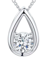 John Lewis Jools by Jenny Brown Cubic Zirconia Sterling Silver Open Teardrop Pendant Necklace- Buy online at McGrocer
