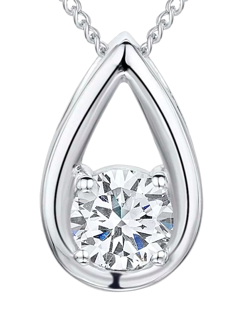 Jools by Jenny Brown cubic zirconia teardrop pendant necklace sterling silver, UK version