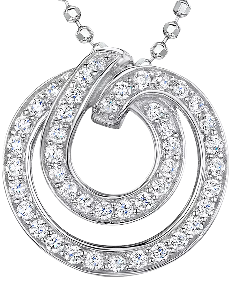 Jools by Jenny Brown cubic zirconia double swirl pendant in sterling silver, UK version
