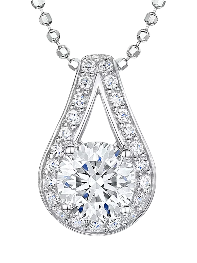 Jools by Jenny Brown cubic zirconia open teardrop pendant necklace, sterling silver, imported from the UK