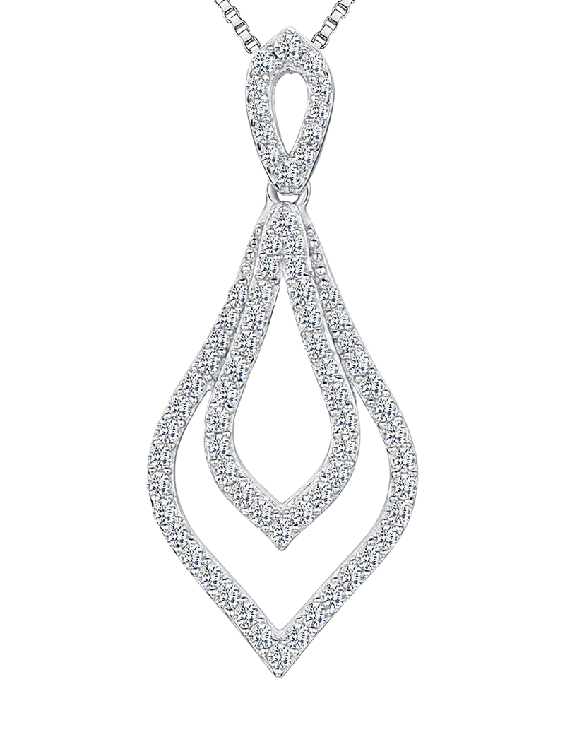 Jools by Jenny Brown cubic zirconia teardrop pendant necklace sterling silver (British brand)