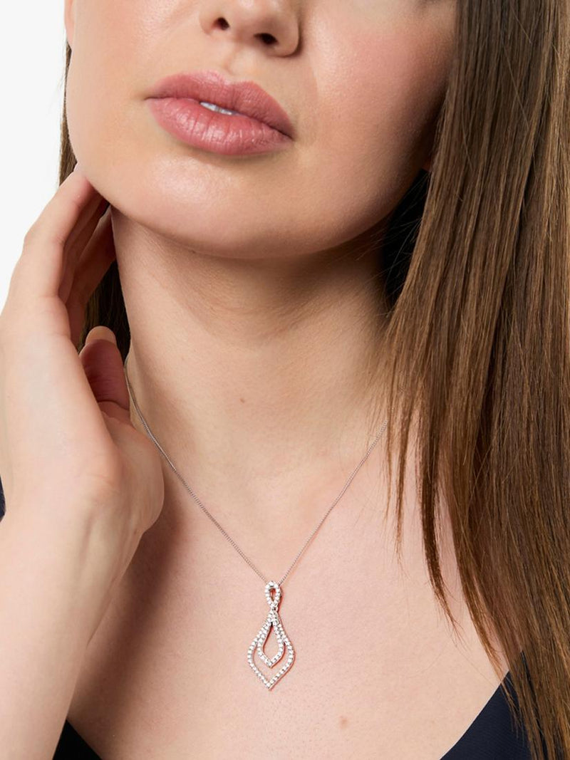 Jools by Jenny Brown cubic zirconia teardrop pendant necklace sterling silver (British brand)