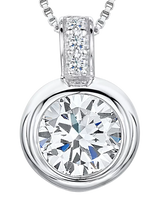John Lewis Jools by Jenny Brown Cubic Zirconia Sterling Silver Rubover Pendant, Silver, 17mm- Buy online at McGrocer