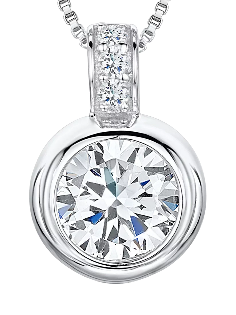 Jools by Jenny Brown cubic zirconia rubover pendant 17mm, imported from the UK