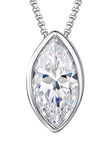 John Lewis Jools by Jenny Brown Sterling Silver Rubover Marquise Solitaire Pendant Necklace, Silver- Buy online at McGrocer