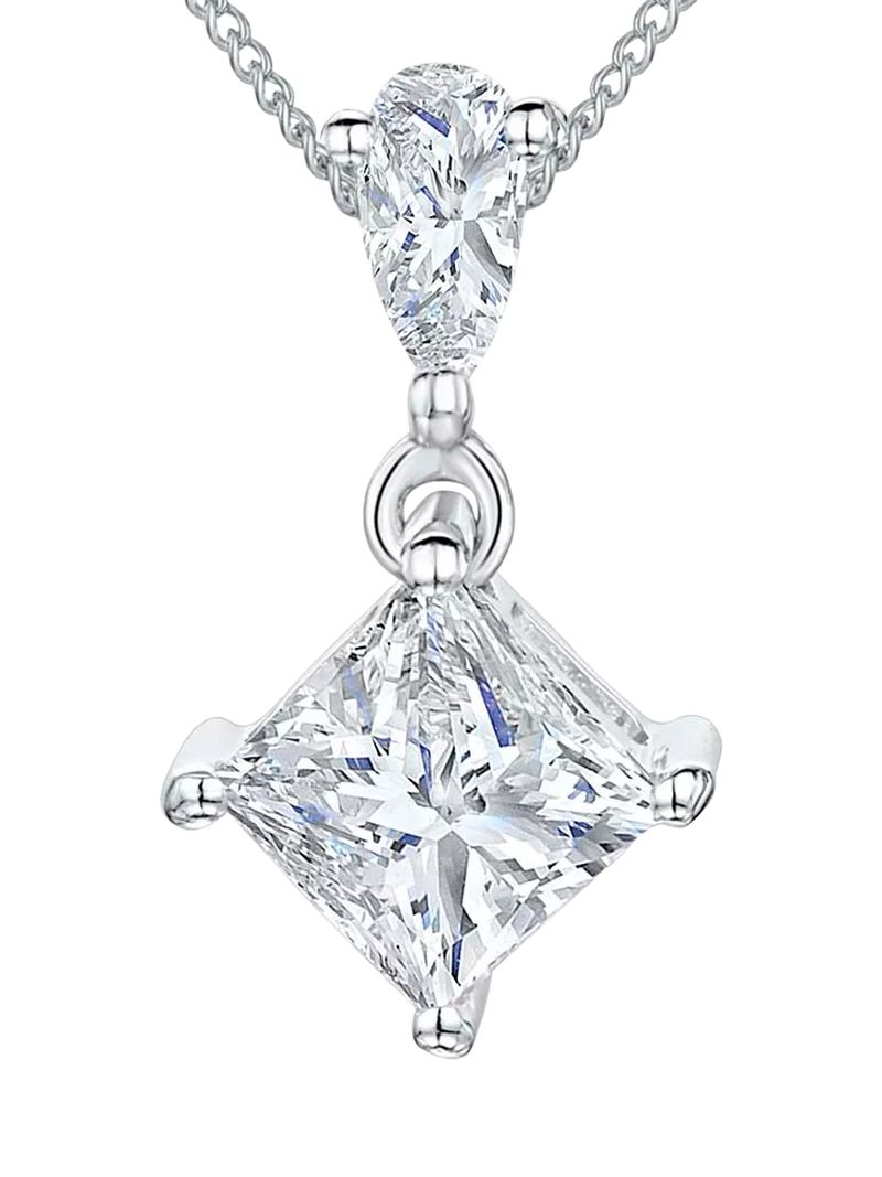 Jools by Jenny Brown square solitaire pendant necklace, silver, UK version