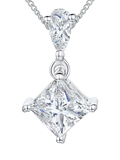 Jools by Jenny Brown square solitaire pendant necklace, silver, UK version