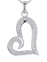 John Lewis Jools by Jenny Brown Swirl Pave Heart Pendant Necklace Silver- Buy online at McGrocer