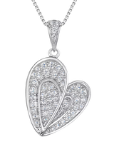 John Lewis Jools by Jenny Brown Textured Pave Heart Pendant Necklace, Silver- Buy online at McGrocer