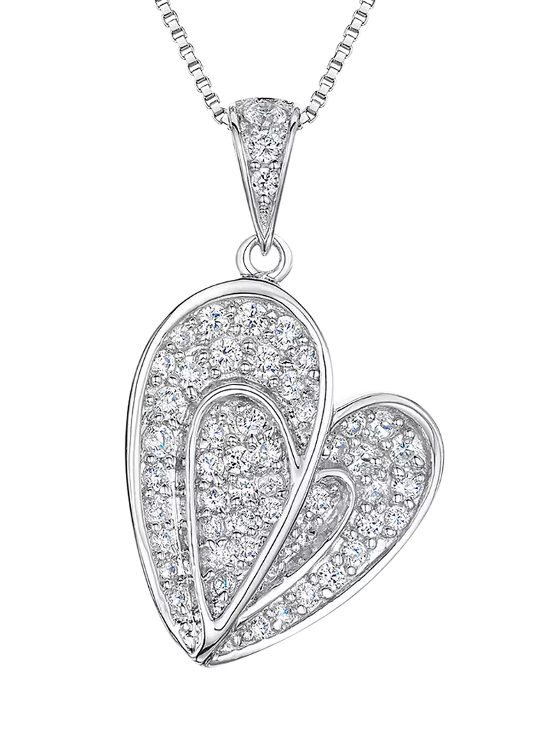 Jools by Jenny Brown textured pave heart pendant necklace sterling silver (British brand)
