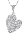 Jools by Jenny Brown textured pave heart pendant necklace sterling silver (British brand)