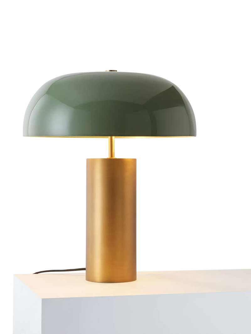 John Lewis Porcini brass table lamp with glass shade (British brand)