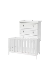 John Lewis Silver Cross Bromley White Cotbed and 3 Drawer Dresser Set Nursery Furniture- Buy online at McGrocer