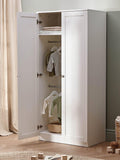 Silver Cross cot to toddler bed set with double wardrobe and three-drawer dresser in white (British brand)