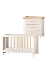 John Lewis Silver Cross Seville Cotbed and 3 Drawer Dresser Set Cashmere Oak Nursery Furniture Set- Buy online at McGrocer