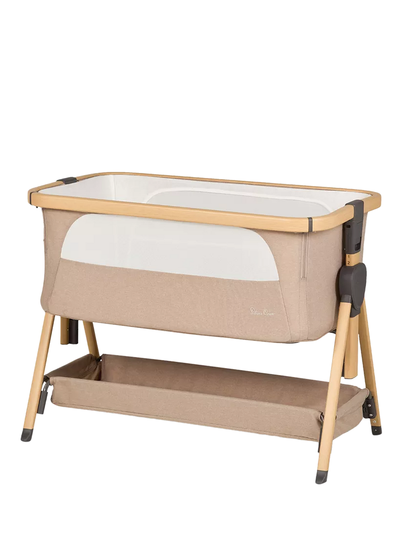 Silver Cross Lunar Bedside Crib, Oatmeal - McGrocer