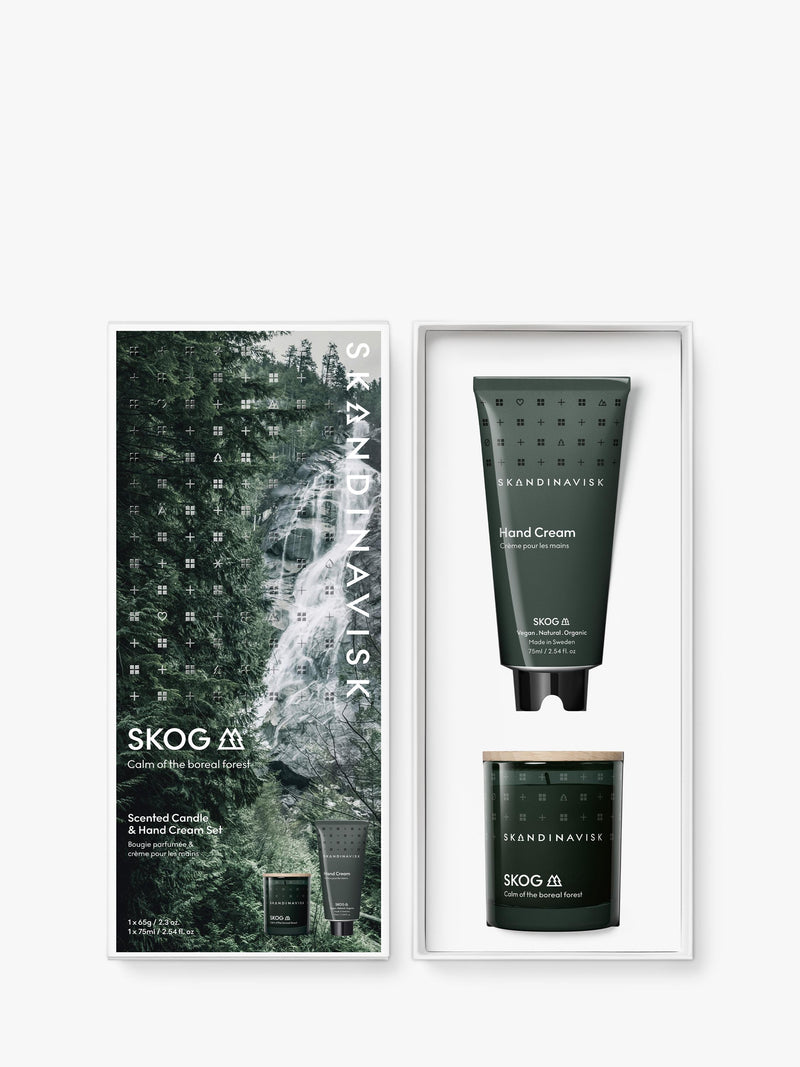 SKANDINAVISK Skog scented candle and hand cream gift set (British brand)