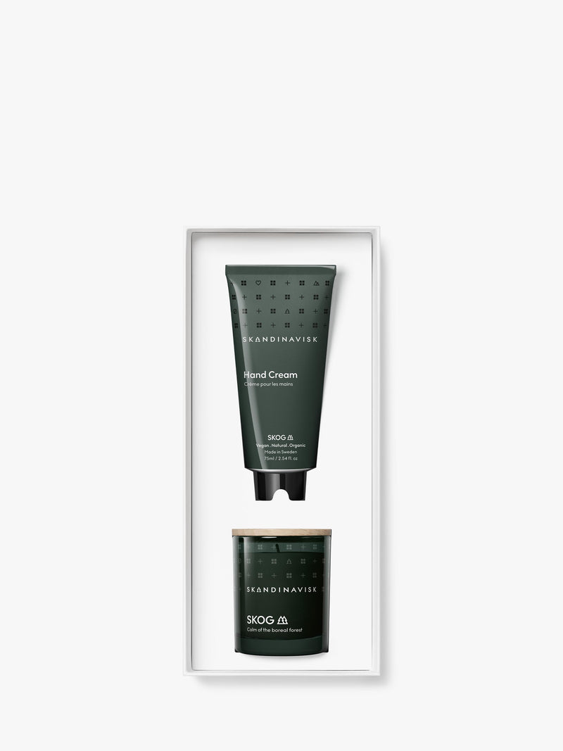 SKANDINAVISK Skog scented candle and hand cream gift set (British brand)