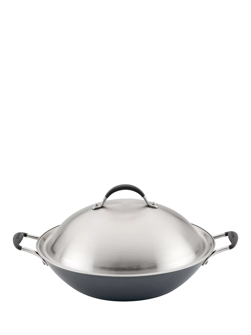 Circulon ScratchDefense non stick wok with lid, grey, imported from the UK