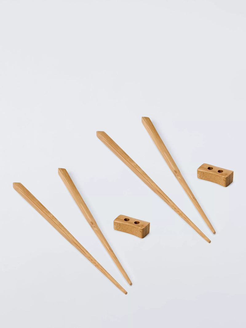 John Lewis bamboo chopstick set with rest FSC-certified, UK version
