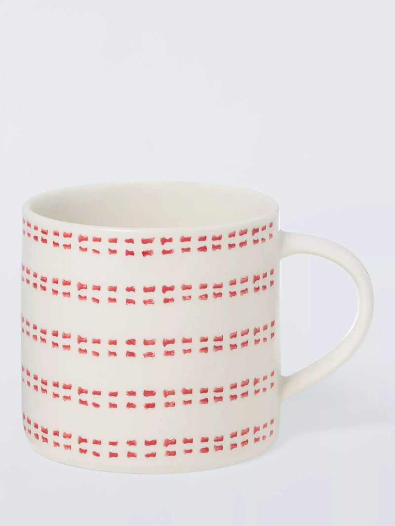 John Lewis X Deliciously Ella stoneware striped mug red 300ml (British brand)