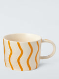 John Lewis Hand Painted Wiggle Stoneware Mug Orange 300ml, UK version