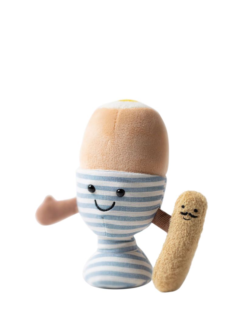 Textured Egg and Toast Soldier Soft Toy with Cotton Egg Cup