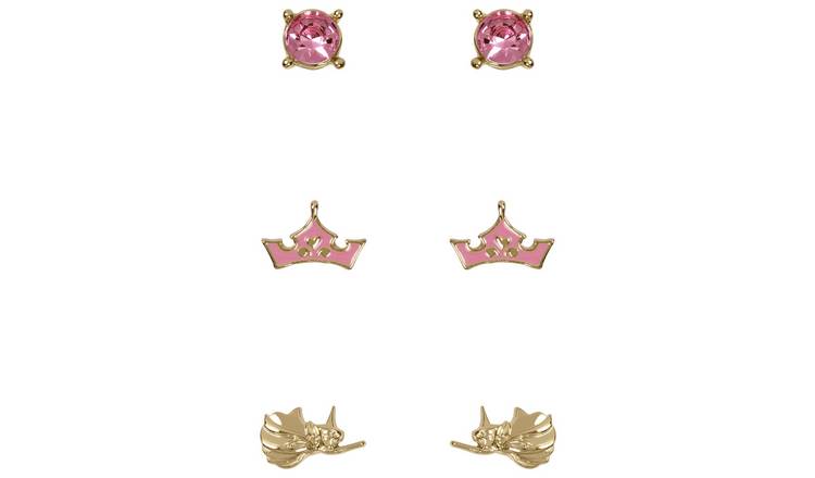 Disney multicoloured crystal stud earrings set of 3, imported from the UK