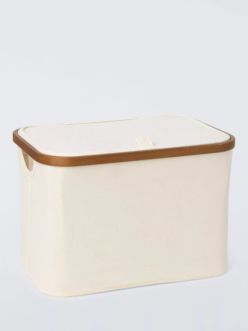 John Lewis bamboo rim lidded storage basket H25xW38xD26cm - British product