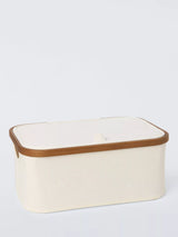 John Lewis John Lewis Bamboo Rim Lidded Storage Basket, H16 x W38 x D26cm- Buy online at McGrocer