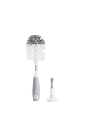 Munchkin grey bristle baby bottle brush with teat brush and suction base, imported from the UK